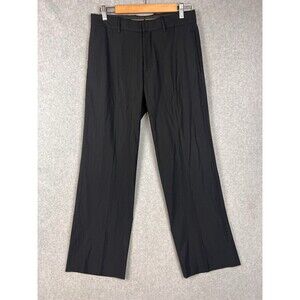 Theory Mens 30  Wool Blend Pinstriped Zipped Straight Leg Dress Pants Black